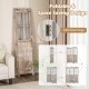 Folding privacy screen in coffee color with mesh windows and solid metal hinges, perfect for room division and space.