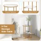 2-tier glass end table with faux marble storage shelf, featuring a round tabletop and gold tubes, perfect for living.