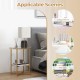 2-tier round end table set with faux marble shelf and gold tubes, perfect for living room, bedroom, or balcony use.