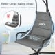 Extra-large gray hanging chair with padded seat, ergonomic design, and sturdy metal frame for indoor and outdoor.