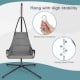Extra large gray hanging chair with sturdy metal frame, padded seat, and reinforced carabiner for indoor and outdoor.