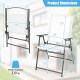 Patio folding chair dimensions with rustproof metal frame, 330 lbs capacity, ideal for backyard and camping use.