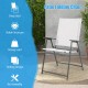 Patio folding chair with rustproof metal frame, deep seat, and stable design, perfect for backyard or camping use.