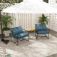 Navy sling accent chairs with soft cushions and durable metal frame, perfect for indoor or outdoor relaxation.