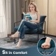 Navy sling accent chair with soft cushions and metal frame, perfect for indoor or outdoor relaxation.