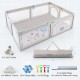 Large baby playpen with penguin pattern, featuring 50 ocean balls and 4 pull rings for fun and safety during playtime.