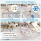 Large baby playpen with pull rings and ocean balls, featuring breathable mesh and 27-inch height for safe play.