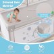 Large baby playpen with padded corner protector, skin-friendly oxford fabric, and colorful ocean balls for safe play.