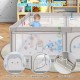 Large baby playpen featuring cute penguin patterns, breathable mesh, and colorful ocean balls for safe play and.