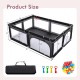 Portable baby playpen in black, 81" x 59", includes 50 ocean balls and 4 handlebars for safe play and interaction.