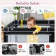 Portable baby playpen with ocean balls, 81" x 59", featuring safety door and sturdy construction for secure playtime.