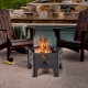 Collapsible 19-inch portable fire pit with exquisite patterns, perfect for camping and backyard gatherings.