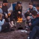 Collapsible 19-inch portable fire pit with exquisite patterns, ideal for camping and backyard gatherings.