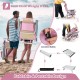 Pink 5-position outdoor folding backpack beach chair set with cup holders and padded straps, ideal for camping and.
