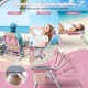 Adjustable pink reclining chair set with side table, perfect for outdoor lounging, camping, and sunbathing.