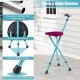 Lightweight adjustable folding cane seat in light black with ergonomic handle and stable triangular structure for.