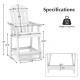 White HDPE patio chair with armrest and footrest, featuring a slatted design and 330 lbs weight capacity for outdoor.