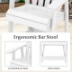 Ergonomic bar stool in white HDPE with comfortable armrests and extra footrest, ideal for outdoor relaxation.