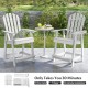 White HDPE patio chair set with armrests and footrests, perfect for outdoor relaxation in backyards or patios.