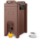 5-gallon insulated beverage server dispenser in brown, ideal for hot or cold drinks at parties and gatherings.