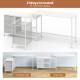 L-shaped computer desk with power outlet, featuring spacious surface and fabric drawers for organized workspace.