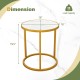 Round side table with a 16-inch faux marble top and golden metal frame, ideal for small spaces and versatile use.