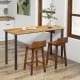 Wood bar stools set of 2 with solid back and seat in brown, perfect for dining rooms and kitchen counters.