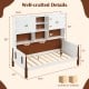Twin bed with bookcase featuring 2 cabinets and 5 shelves, designed for sturdy support and vintage style in white.