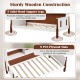 Twin bed with bookcase showing sturdy wooden slat support and solid wood legs for reliable mattress support.