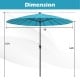 9-foot turquoise patio umbrella with 18 fiberglass ribs, featuring a tilt mechanism and vented top for optimal shade.