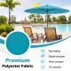 9 feet round turquoise patio umbrella with 18 fiberglass ribs, UV-resistant fabric, perfect for outdoor shade.