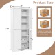 72.5-inch tall white buffet cabinet with 6-tier adjustable shelves and 4 doors, ideal for kitchen and living room.