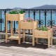 3-tier wooden raised garden bed in natural fir with open storage shelf, ideal for growing flowers and herbs outdoors.