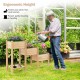 3-tier wooden raised garden bed in natural fir, featuring ergonomic height for easy planting and open storage shelf.