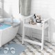 Heavy duty white shower bench with arms, featuring a spacious seat and non-slip pads for stability in the bathroom.