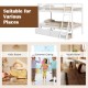 Twin over twin bunk bed in white wood with 2 storage drawers and integrated ladder, ideal for kids' rooms and dorms.