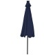 Dark blue 9-foot patio umbrella with solar LED lights, crank lift, and tilt adjustment for versatile outdoor shade.