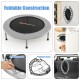 38-inch gray mini folding trampoline with sturdy steel frame, compact design for easy storage and safe bouncing.