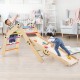 Climbing triangle ladder toy with reversible ramp, colorful rock embellishments, ideal for indoor play and muscle.