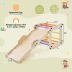 Climbing triangle ladder toy with reversible ramp, multicolor design, adjustable height, and 135 lbs weight capacity.