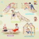 Climbing triangle ladder toy with reversible ramp, colorful rock embellishments, and versatile indoor play features.