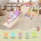 Climbing triangle ladder toy with reversible ramp, multicolor design, promotes muscle training and creativity for kids.