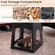 Patio fire pit featuring a fuel storage compartment for wood, pellets, or charcoal, ideal for outdoor gatherings.