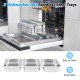 Three dishwasher-safe stainless steel trays for the 2 in 1 electric warming tray, designed for easy cleaning and food.