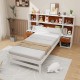 Twin size bed frame with storage headboard, nightstands, and open shelves for easy access to bedtime essentials.