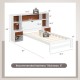 Twin size bed frame with storage headboard, showcasing dimensions and recommended mattress thickness for optimal use.