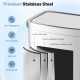 Close-up of the 13-gallon stainless steel automatic garbage can, featuring anti-fingerprint and waterproof design.