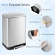 Stainless steel 13.2 gal trash can with lock device, waterproof surface, and convenient handle for easy waste disposal.