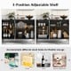 3-position adjustable shelves in a white sideboard cabinet with tempered glass doors for customizable storage in any.