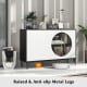 Sideboard cabinet with tempered glass door, adjustable shelves, and raised anti-slip metal legs for versatile storage.